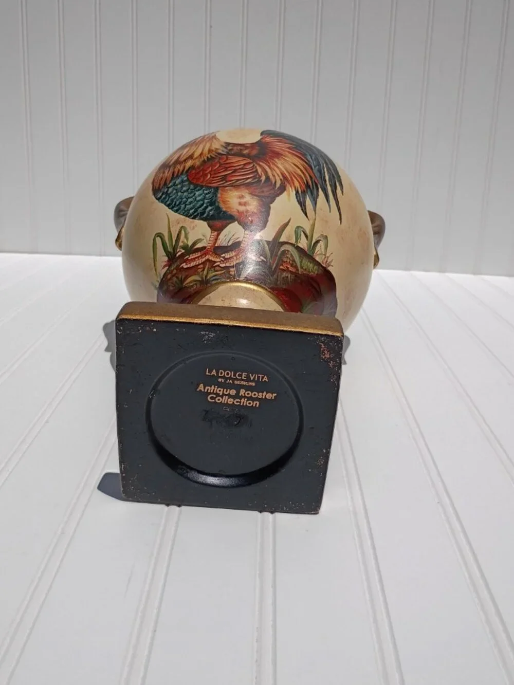 Vtg La Dolce Vita Ja Designs Antique Rooster Collection Ceramic Vase Urn 15.5